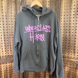 SUM 41 Underclass Hero Hooded Full Zip Sweatshirt Men's XL gray punk emo skater